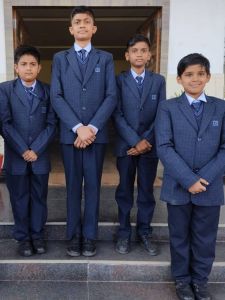 Boys Polyester Blend Navy Check School Blazer