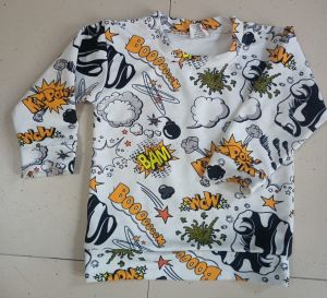 Kids Cotton Blend Comic Print Shirt with Sound Effects