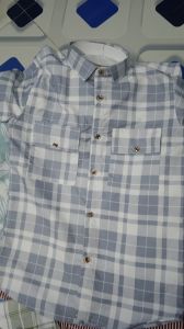 Mens Cotton Blend Light Blue Plaid Shirt