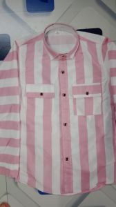 Mens Cotton Blend Pink White Stripe Shirt