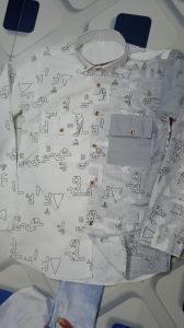 Mens Cotton Blend White & Grey Graffiti Shirt