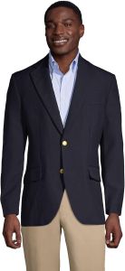 Mens Wool Blend Navy Golded Button Blazer
