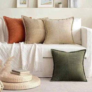 Square Stripped Velvet Floor Cushion