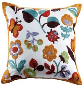 Floral Embroidered Cushion Cover