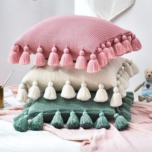 Knitted Tassel Decorative Throw Cushions