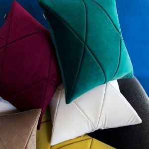 Velvet Geometric Stitch Cushion