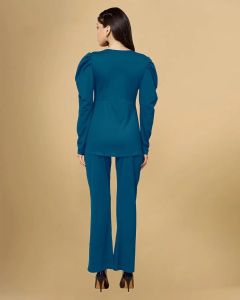 Ladies Teal Blue Poly Cotton Co-Ord Set
