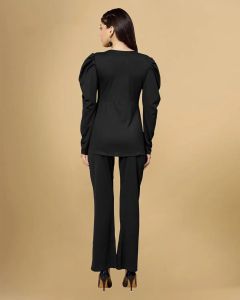 Ladies Black Poly Cotton Full Sleeves Co-Ord Set