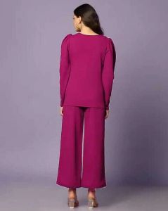 Ladies Dark Pink Poly Cotton Co-Ord Set