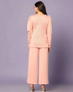 Ladies Peach Poly Cotton Co-Ord Set