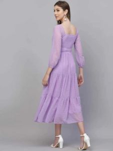 Ladies Lavender Georgette Long Dress