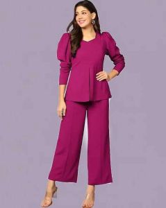 Ladies Dark Pink Poly Cotton Co-Ord Set