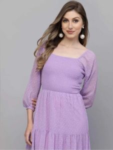 Ladies Lavender Georgette Long Dress