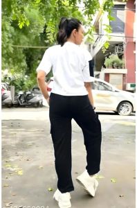 Ladies White & Black Polyester Co-Ord Set
