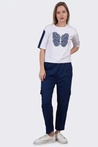 Ladies Butterfly Print Polyester Co-Ord Set