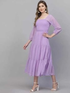 Ladies Lavender Georgette Long Dress