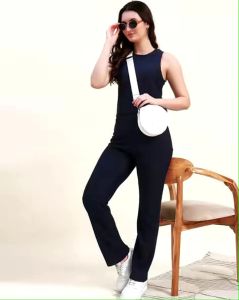 Ladies Navy Blue Cotton Linen Co-Ord Set