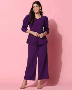 Ladies Plain Poly Cotton Co-Ord Set