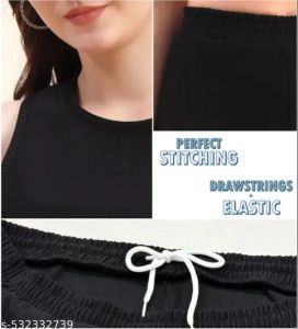 Ladies Black Cotton Linen Co-Ord Set