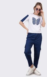 Ladies Butterfly Print Polyester Co-Ord Set