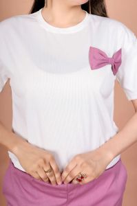 Ladies Plain Cotton T Shirt & Palazzo Set