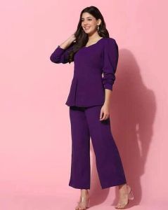 Ladies Plain Poly Cotton Co-Ord Set