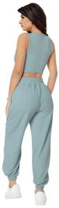 Ladies Sea Green Crop Top & Joggers Set