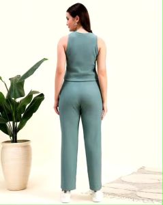 Ladies Sea Green Cotton Linen Co-Ord Set