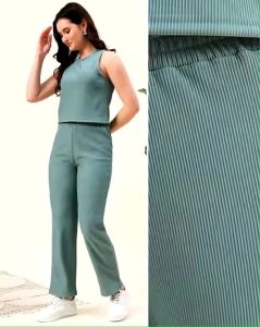 Ladies Sea Green Cotton Linen Co-Ord Set