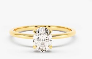 Solitaire Oval Cut Moissanite Engagement Ring