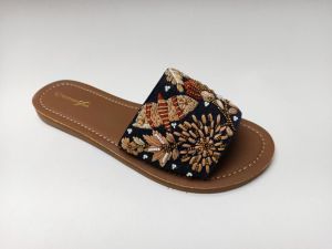 Ladies Embroidered Flat Slippers