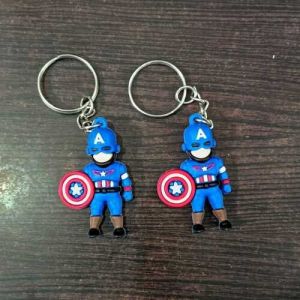 Captain America Themed Rubber Keychain