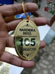 Custom Golden Hotel Room Keychain