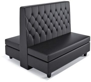 Commercial Grade Black Faux Leather Booth Seating