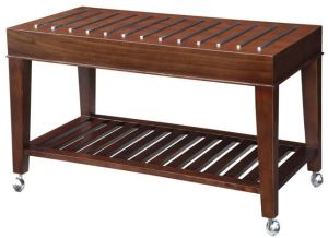 Modern Walnut Wood Rolling Coffee Table