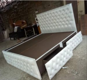 Storage Bed with Side Drawers and Cushioned Back