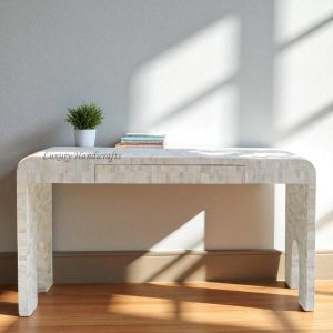Chiseled Bone Inlay Console Table