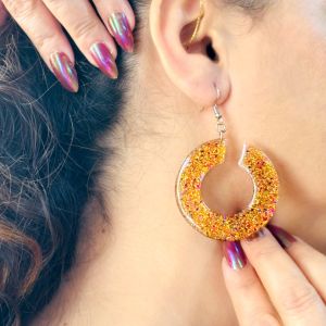 Chunky Glitter Hoop Resin Earrings