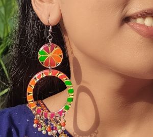 Multicolor Resin Hoop Dangle Earrings