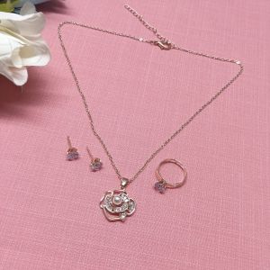 Rose Gold-Tone Floral Jewelry Set