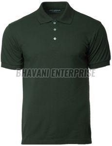 Mens Solid Dark Green Polo T-shirt