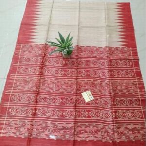 Party Wear Printed Ikkat Ghicha Tussar Silk Saree