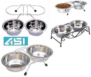 Stainless Steel Double Dinner Wire Stand With Bowl