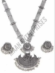 Bohemian Oxidized Silver Necklace & Earring Set