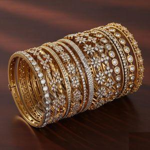 Brass Bangles with Cz Set OF 12 Pcs