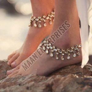 Bridal Anklet with Kundan Work