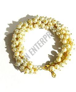 Gold-Plated Brass Bracelet with Pearl Accents