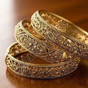 Gold Plated Filigree Brass Bangles