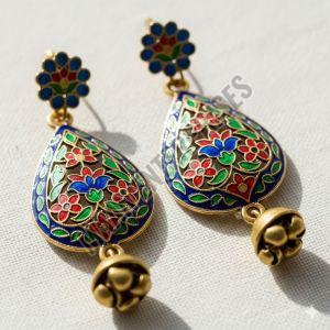 Handcrafted Meenakari Brass Dangle Earrings