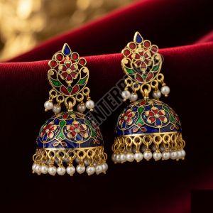 Handcrafted Meenakari Brass Earrings